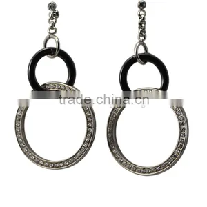 Fashion Jewelry Stainless Steel Woman Dangle Earring/CZ Circle Earrings/women's Fashion Earrings thumbnail-1