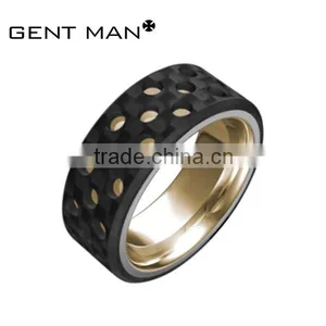 Gold Titanium Ring Carbon Fiber Ring 8mm Titanium Carbon Fiber Ring thumbnail-1