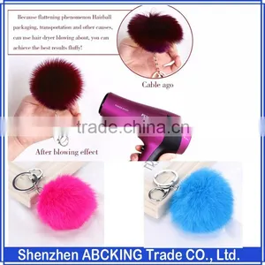 Fluffy Ball Pompom Fur Keychain Cute Keychains Rabbit Fur Ball Key Chain For Car Key Ring Bag thumbnail-1