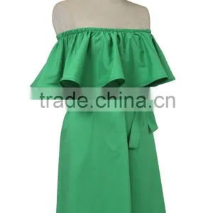 Best Selling Green off Shoulder Dress 2016 Woman Fashion Dresses Good Quality Made in China thumbnail-2