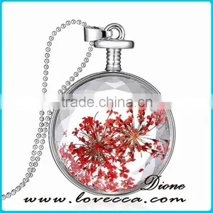 Silver ROUND Pendant Necklace With Flower Design Wholesale Fashionable Jewelry thumbnail-1