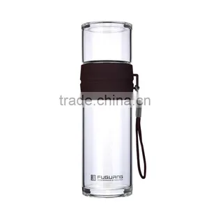 Clear Round 320 ml Heat Resistant Borosilicate Glass Water Bottle With Tea Fliter thumbnail-4