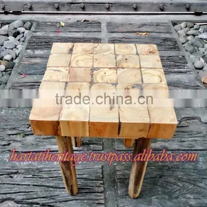 Unique Teak Wood Square Stool Chair Bar Furniture Home Decoration thumbnail-1