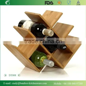 W Shape 8 Bottle Tabletop Wine Holder Wooden/Bamboo W Wine Rack thumbnail-1