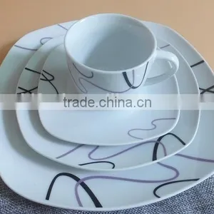 Ceramic Porcelain Tableware Dinner Sets With Simple Design Porcelain Dinnerware Item Square Crockery Dinner Sets thumbnail-4