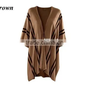 15JW0230 Women Jaquard 100% Cashmere Pullover Poncho Wrap thumbnail-1