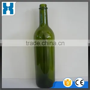 750ML ANTIQUE GREEN EMPTY GLASS WINE BOTTLE WITH CORK TOP thumbnail-1