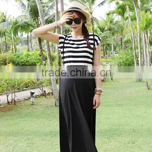 Slim Stripe Suspender Skirt Maternity Dresses Clothes For Pregnant Women thumbnail-2