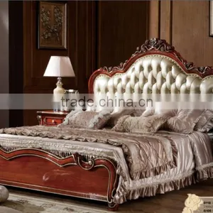 Antique Royal European Style Solid Wood 5PCS Bedroom Furniture Classic Bedroom Set thumbnail-1