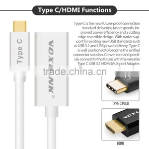 VOXLINK 1080p Gold Plated USB 3.1 Type C Male to HDMI Female Adapter Cable for Macbook thumbnail-5