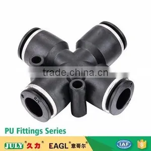 JULY Made High Quality Pneumatic 4 Way Plastic Cross Joint Pipe Quick Push-in Fittings thumbnail-1