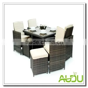 Audu 4 Chairs With Polyester Fabric 1 Table thumbnail-1