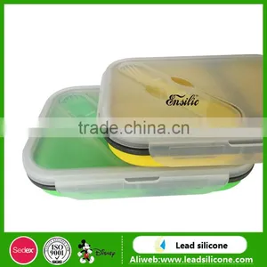 Convenient Collapsible Rectangle Sealed Lunch Box ,Food Grade Silicone Lunch Box thumbnail-6