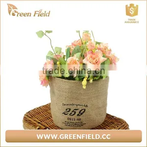 Jute Planter Bag, Small Foldable Flower Jute Grow Bag Planter thumbnail-3