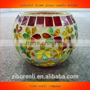 Wedding Favors Handmade Colorful Blown Glass Candle Holder thumbnail-1