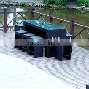 Outdoor Rattan Bar Table Set thumbnail-1
