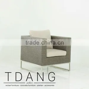 Coronado Wicker Chair With Stainless Steel Base - Contemporary Wicker Sofa Set thumbnail-1