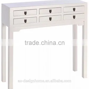 CREAM ORIENTAL WOODEN CABINET W/6 DRAWERS thumbnail-1