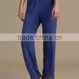 Nude Sleepwear Lace Trim Long Sleeve Pyjama Set Wholesale Custom High Quality Womens Sleepwear Sets thumbnail-4