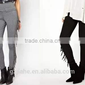 New Hot Selling Rends Fashion Women's Slim Pants Punk Fringed High Waist Trousers Casual Pant Feet thumbnail-1