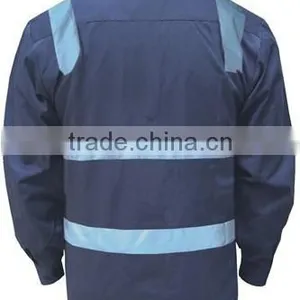 Mens Button-front Navy Blue 5cm Reflective Safety Work Shirt thumbnail-2