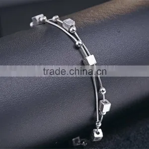 925 Sterling Silver Charm Double Chains Bracelet thumbnail-3
