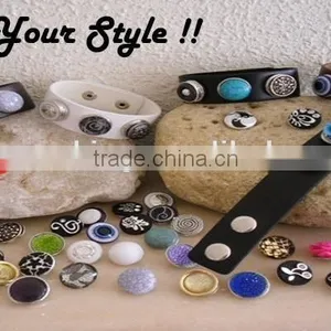 2016 New Design Snap Button Bangle Gold Plating Snap Button Cuff Bangle Small Red Stone Beads Twist Bangle thumbnail-3