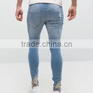 2017China Factory Skinny 95% Cotton 5% Spandex Fashion Distressed Ripped Jeans thumbnail-3