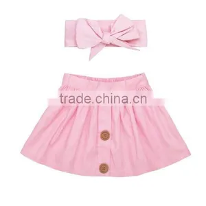 Latest Designer Cotton Skirt Kids Girl Short Dresses Matching Headband Sets thumbnail-1