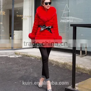 Large Size Real 2016 Winter New Women Fox Fur Collar Rabbit Fur Coat Outwear Female thumbnail-3
