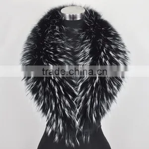 Myfur Top Quality Custom Order Natural Color Raccoon Fur Trim Collar thumbnail-3