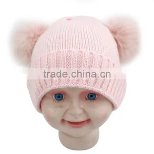 Myfur Popular Fashionable Double Pom Pom Beanie Baby Winter Cute Hats thumbnail-1