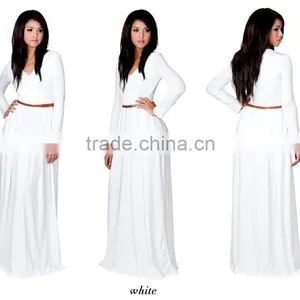New 2016 Women's V-Neck Long Sleeve Elegant Evening Muslim Dress Abaya thumbnail-1