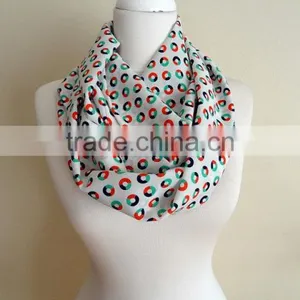 Circles Pattern Infinity Scarf, Tube Scarf, Circle Scarf, Loop Scarf, Scarves, Spring - Fall - Winter Fashion thumbnail-3