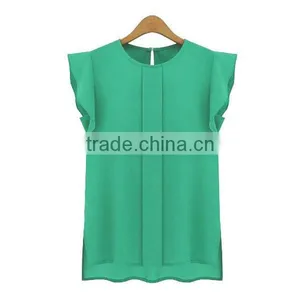 New Design Office Ladies Chiffon Short Sleeve Blouses thumbnail-4