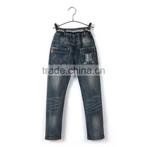 Top Quality Embroidery Patch Coin Pocket Fashion Classic Blue Pants Kid Jean Trousers thumbnail-2