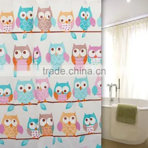Cute Owl Shower Curtains PEVA 7171" Bathroom Products Waterproof Polyester Shower Bath Curtain With 12 Hooks thumbnail-1
