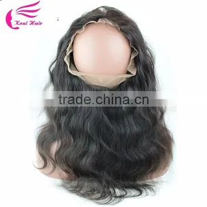 360 Lace Band Frontal Bleached Knots Wavy Brazilian Virgin Hair 360 Full Lace Frontal Closure With Baby Hair thumbnail-5