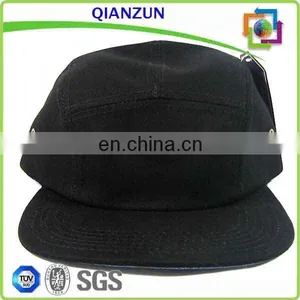 Custom Gold Cotton Hat/ Leather Strap Button 5 Panel Hat Cap thumbnail-3