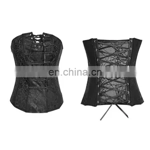 Gothic Punk Rave Black Overbust Soft Bone Corset Y-246 thumbnail-1