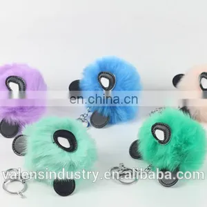 Charm Fashion Girls Handbag Pendant Fluffy Faux Fur 24 Hour Pom Pom Animal Shape Fur Pom Keychain thumbnail-5