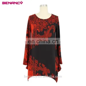Premium Women Ethnic Wear Plus Size Scoop Neck Rendering Printing Tunic Top thumbnail-4
