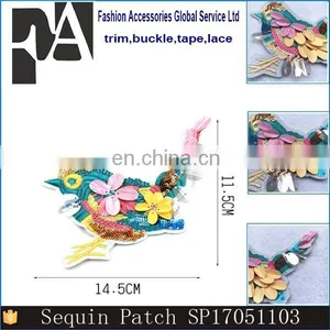 2017 The Most Popular Colorful Sequin Embroidery Patches Birds for Garment thumbnail-1