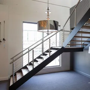 Simple Design Wooden Staircase With Open Riser thumbnail-1