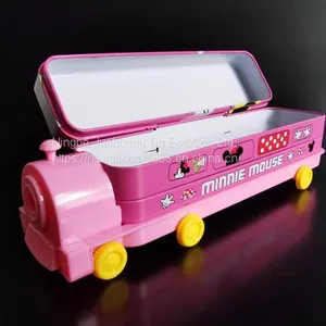 Train Shaped Pencil Case Tin Box Two Layers Pen Tin Case Children School Stationery Box thumbnail-2