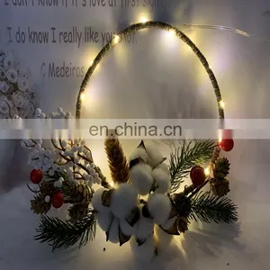 Christmas Pinecone/Cotton And Berry Wreath Copper Wire String Light thumbnail-1