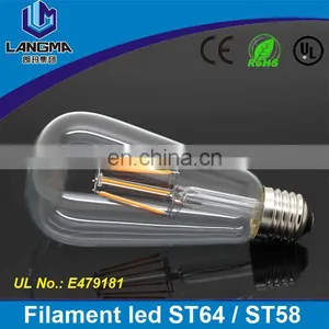 Langma 4W 6W 8W Retro screw E27 E26 AC110V AC230V vintage edison filament light bulb ST64 st58 led сертифицированный по стандартам CE/Rohs/UL thumbnail-1