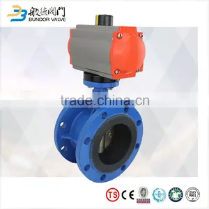Price Cast Iron Double Flange Pneumatic Butterfly Valve thumbnail-1