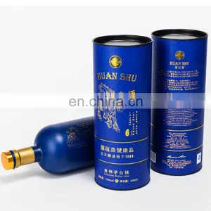 Fancy Stamping Cylinder Wine Bottle Paper Tube Boxes Metal Lid Carton Tube for Wine thumbnail-1