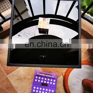 HOT Sell Living Room Table America Style Sofa Side Table Metal Table With Glass Top thumbnail-4